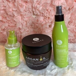 NEW - Bundle Luseta Argan Oil Hair Mask, Macadamia Oil & Leave In Conditioner
